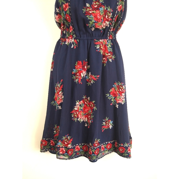 Joie Navy Floral Halter Makana Silk Dress L - Picture 6 of 10
